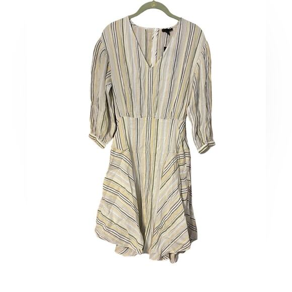 ATM Anthony Thomas Melillo NEW Size 4 Handkerchief Hem V-Neck Dress Multi Stripe - Picture 1 of 7